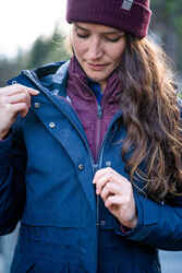 Women's waterproof 3in1 Travel trekking jacket - Travel 900 compact -10° - Navy