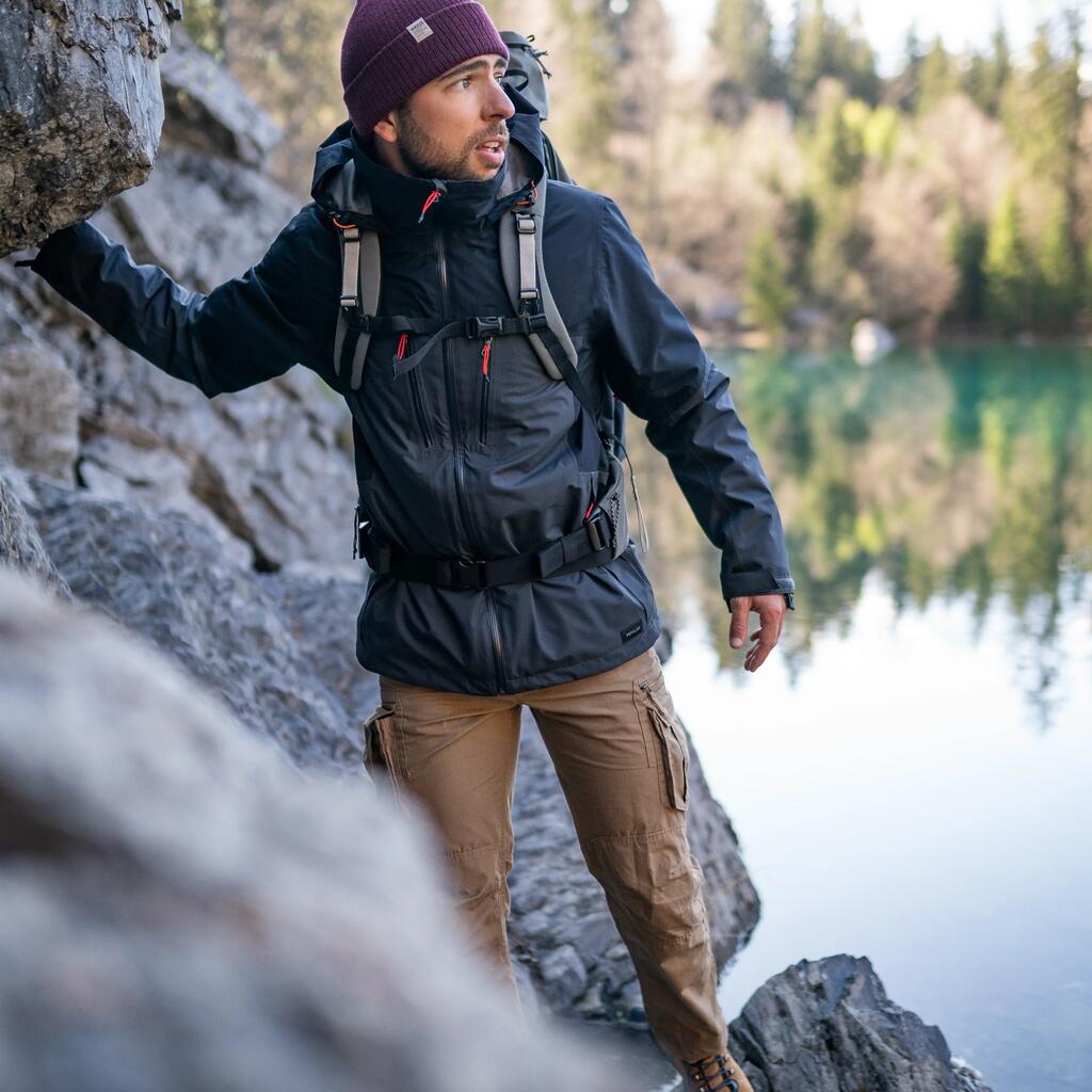 MUŠKA JAKNA 3 U 1 ZA TREKING NA PUTOVANJU - TRAVEL 500 -10 °C CRNA