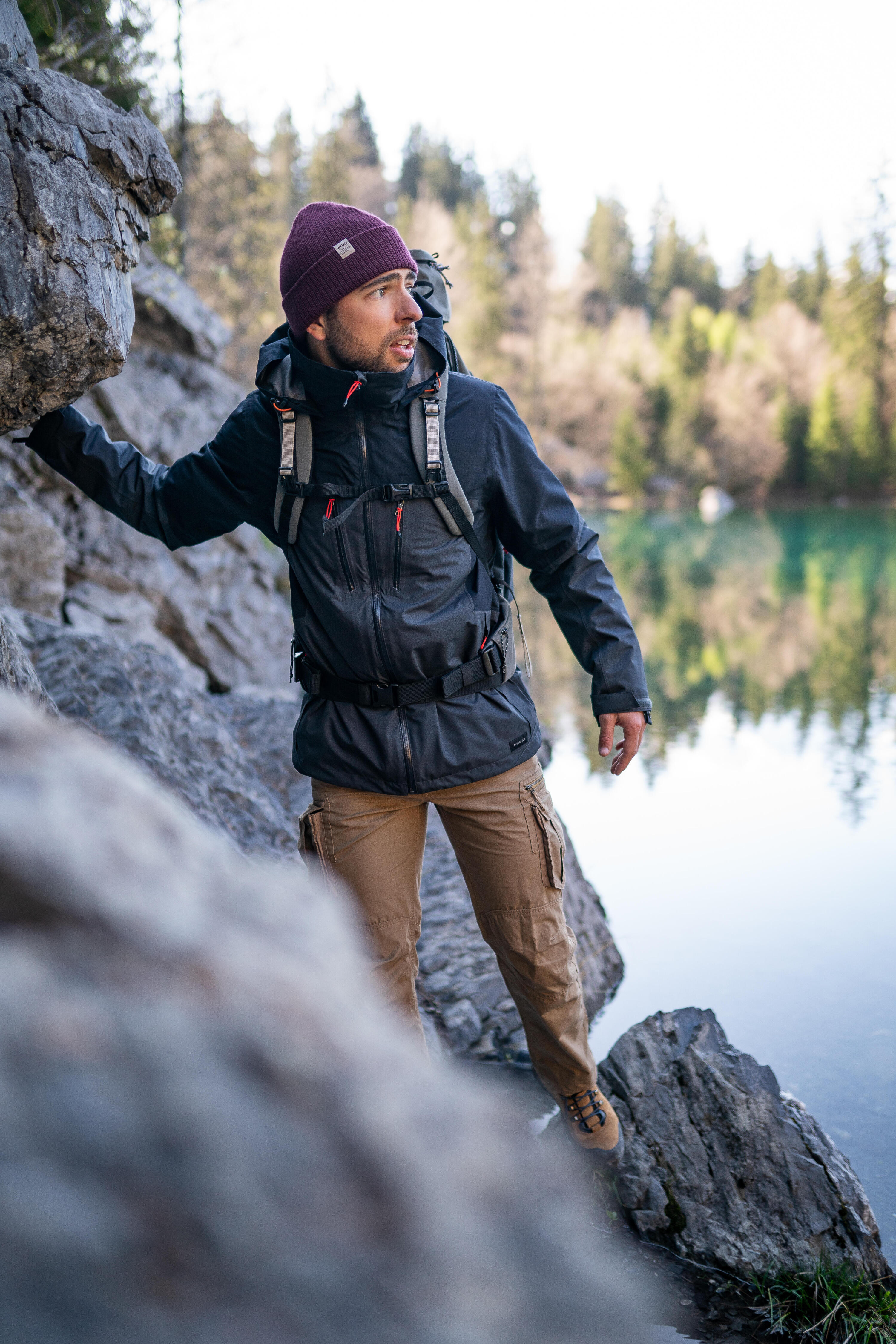 Men's Travel Trekking Cargo Trousers - TRAVEL 100 Brown 3/12