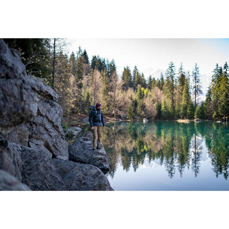 Geacă 3 în 1 Impermeabilă Trekking Călătorie TRAVEL 500 Negru Bărbați 