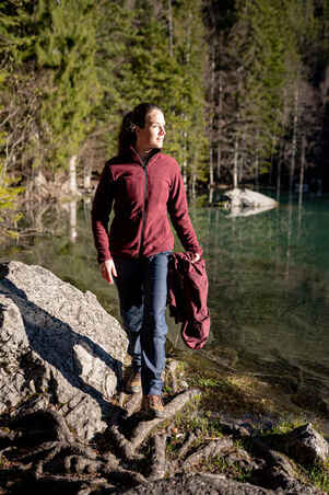 Women's waterproof 3in1 travel trekking jacket - Travel 100  0° - Burgundy