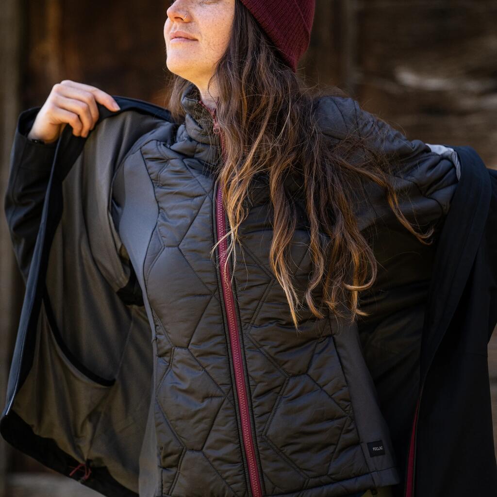 Chaqueta 3 usos en 1 de trekking de viaje para Mujer Forclaz Travel500 negro