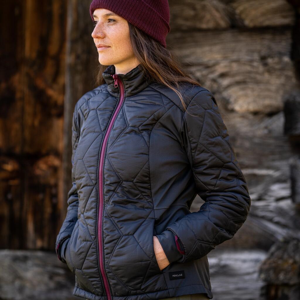 Chaqueta 3 usos en 1 de trekking de viaje para Mujer Forclaz Travel500 negro