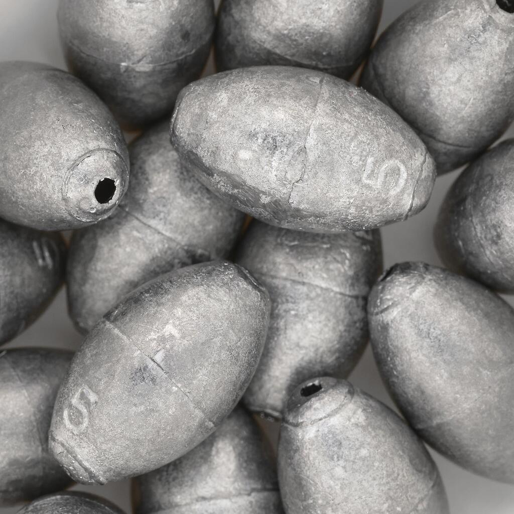 Prevrtane uteži v obliki olive za ribolov (100 g)
