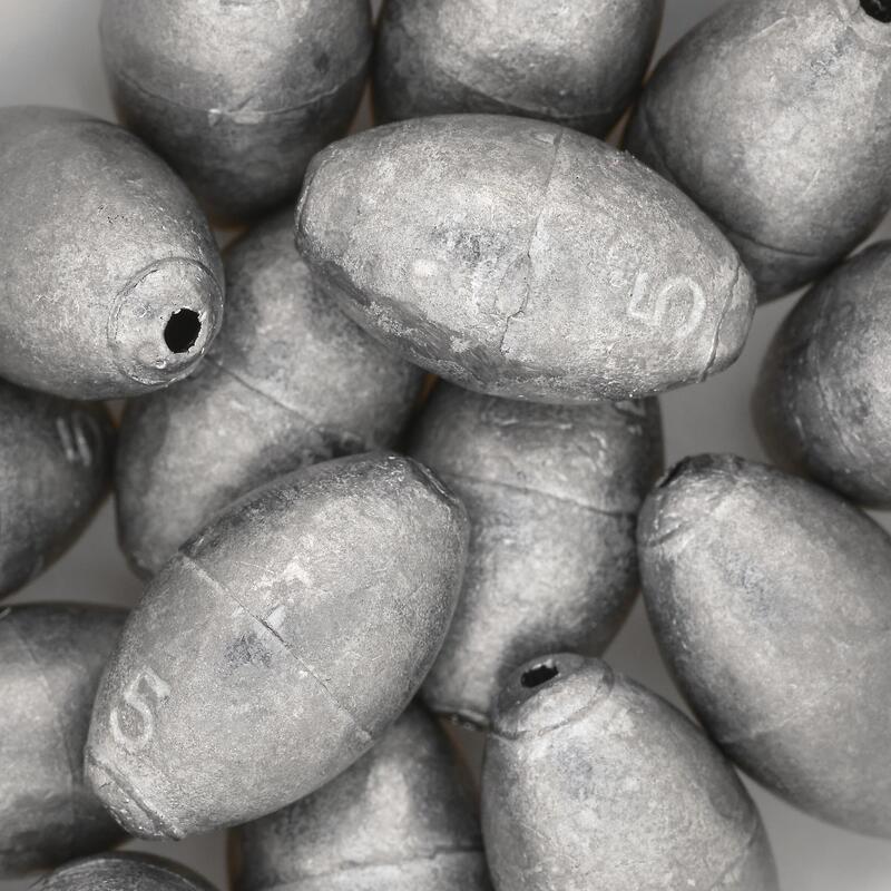 Lest oval, bombat, perforat, pentru pescuit 100g
