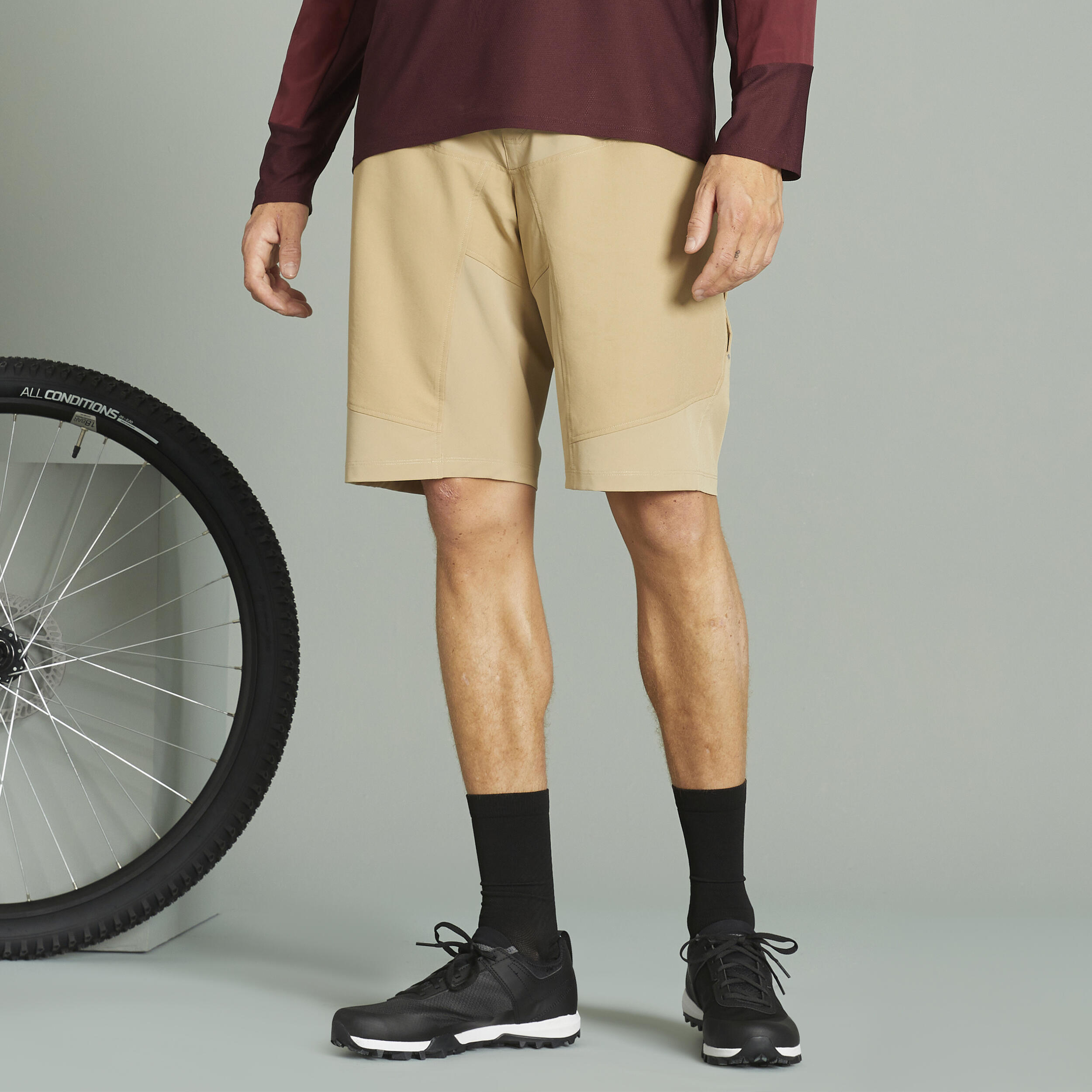 ROCKRIDER Men's Mountain Biking Shorts EXPL 500 - Beige