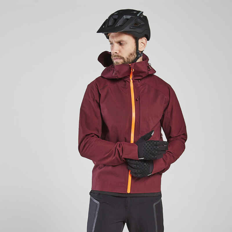 Mountain Bike Rain Jacket ST 700 Burgundy Decathlon