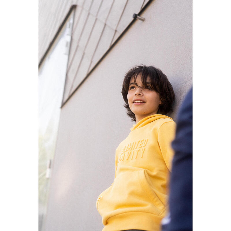 Sweatshirt com Capuz em Algodão de Ginástica Criança Amarelo