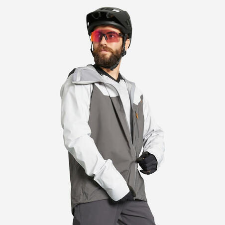 Pánska bunda na horskú cyklistiku All Mountain nepremokavá sivá
