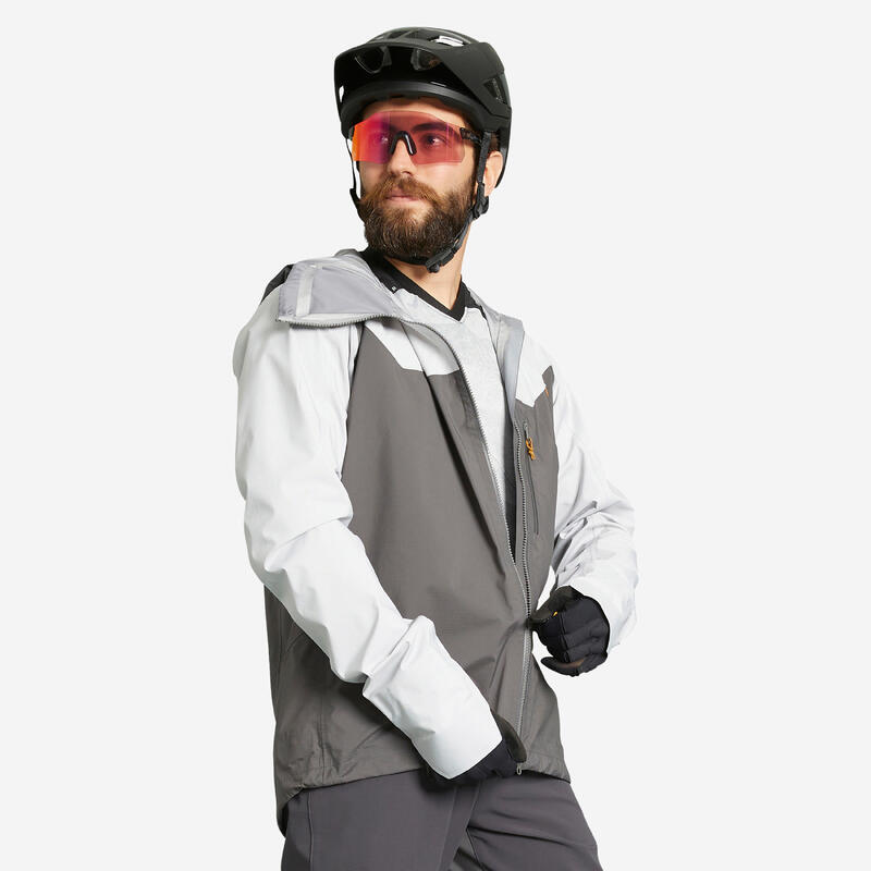 Nepromokavá cyklistická bunda na All-mountain šedá 