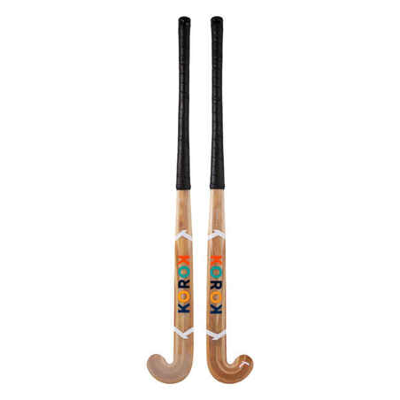 Kids' Beginner Wooden Indoor Hockey Stick FH100 - Multicolour