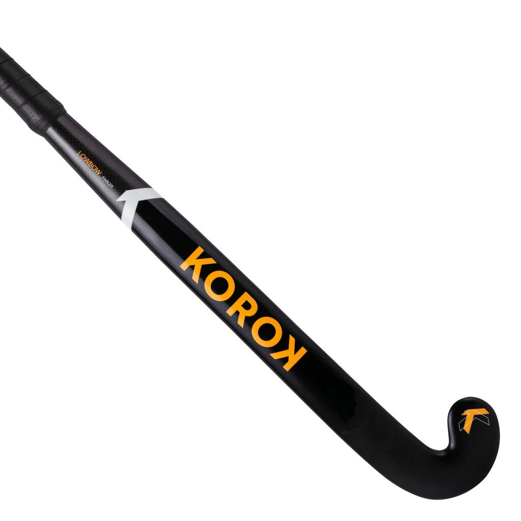 Kids' Intermediate 20% Carbon Low Bow Indoor Field Hockey Stick FH920 - Black/Yellow