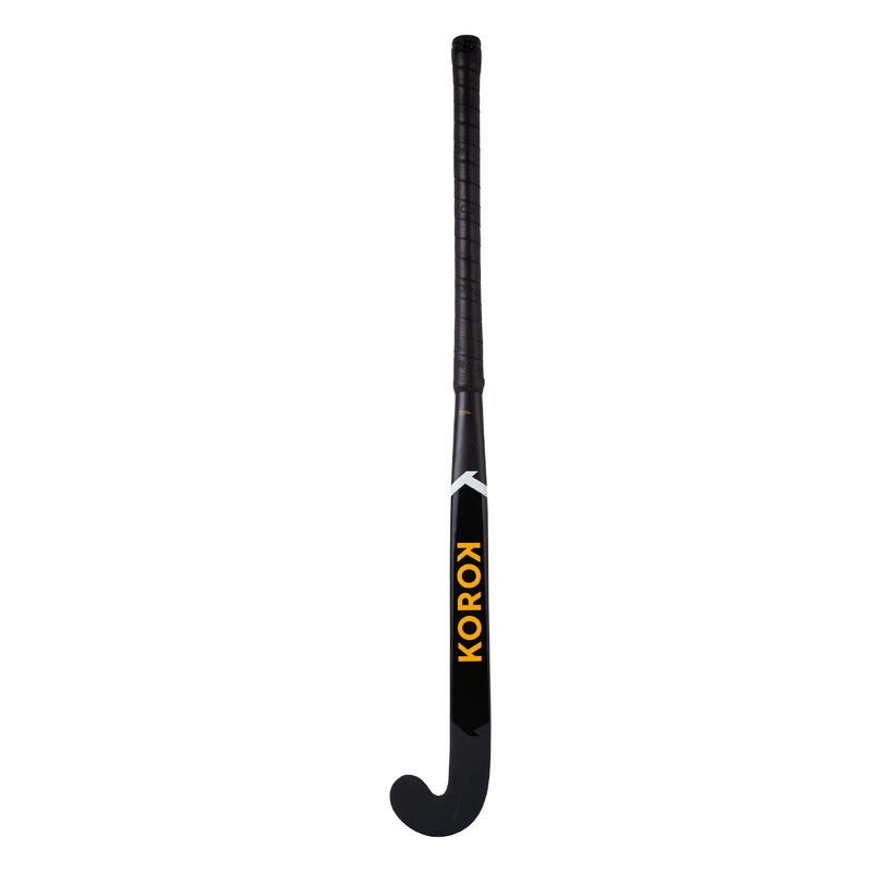 Stick de hockey indoor adolescent confirmé 20% carbone Low Bow FH920 noir jaune