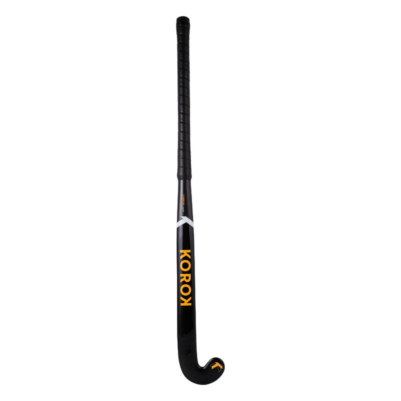 Stick de hockey indoor adolescent confirmé 20% carbone Low Bow FH920 noir jaune