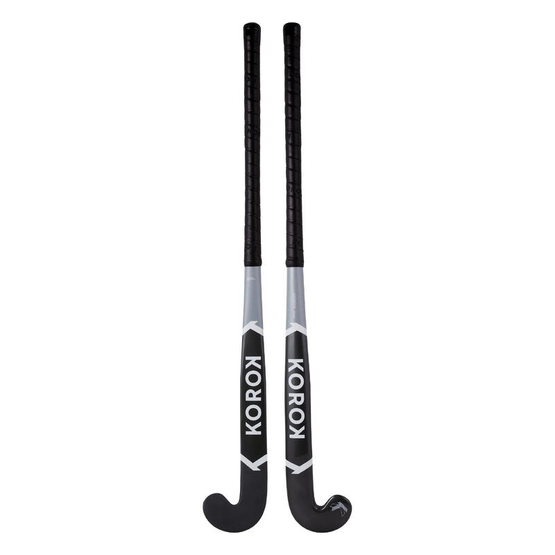 Stick de hockey indoor enfant/adolescent 100% fibre de verre mid bow FH500 gris