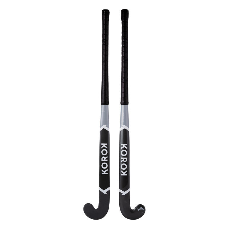 Stick de hockey indoor adulte débutant 100% fibre de verre Mid Bow FH500 Gris