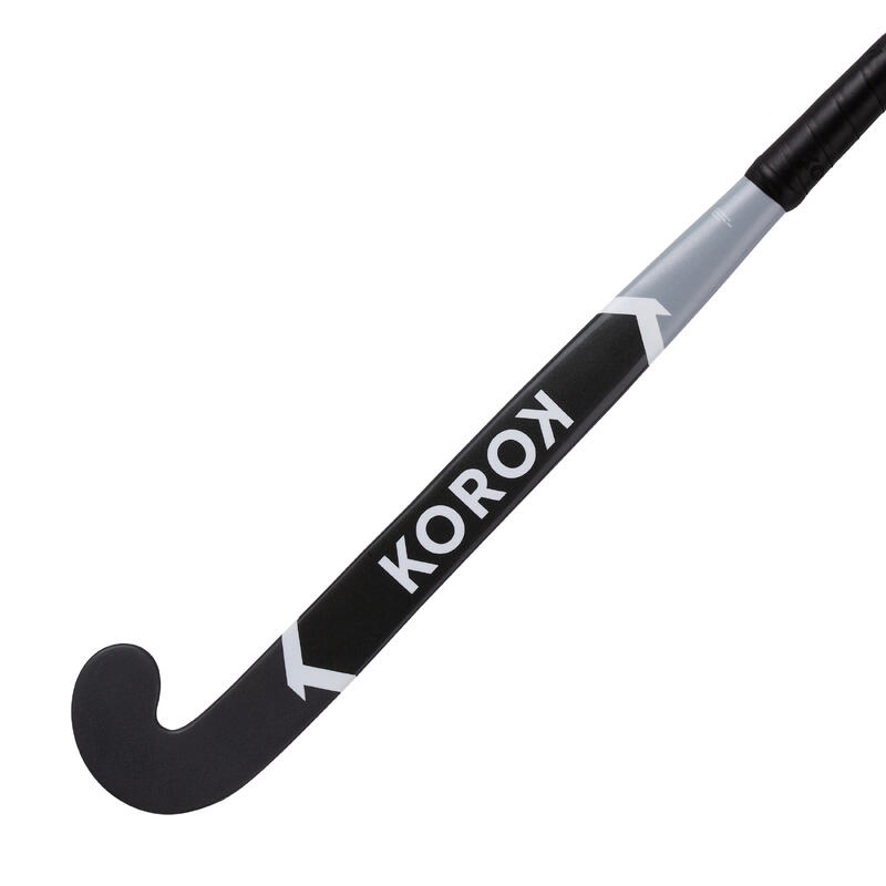 Stick de hockey indoor adulte débutant 100% fibre de verre Mid Bow FH500 Gris