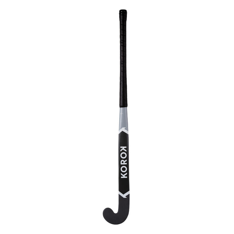 Stick de hockey indoor adulte débutant 100% fibre de verre Mid Bow FH500 Gris