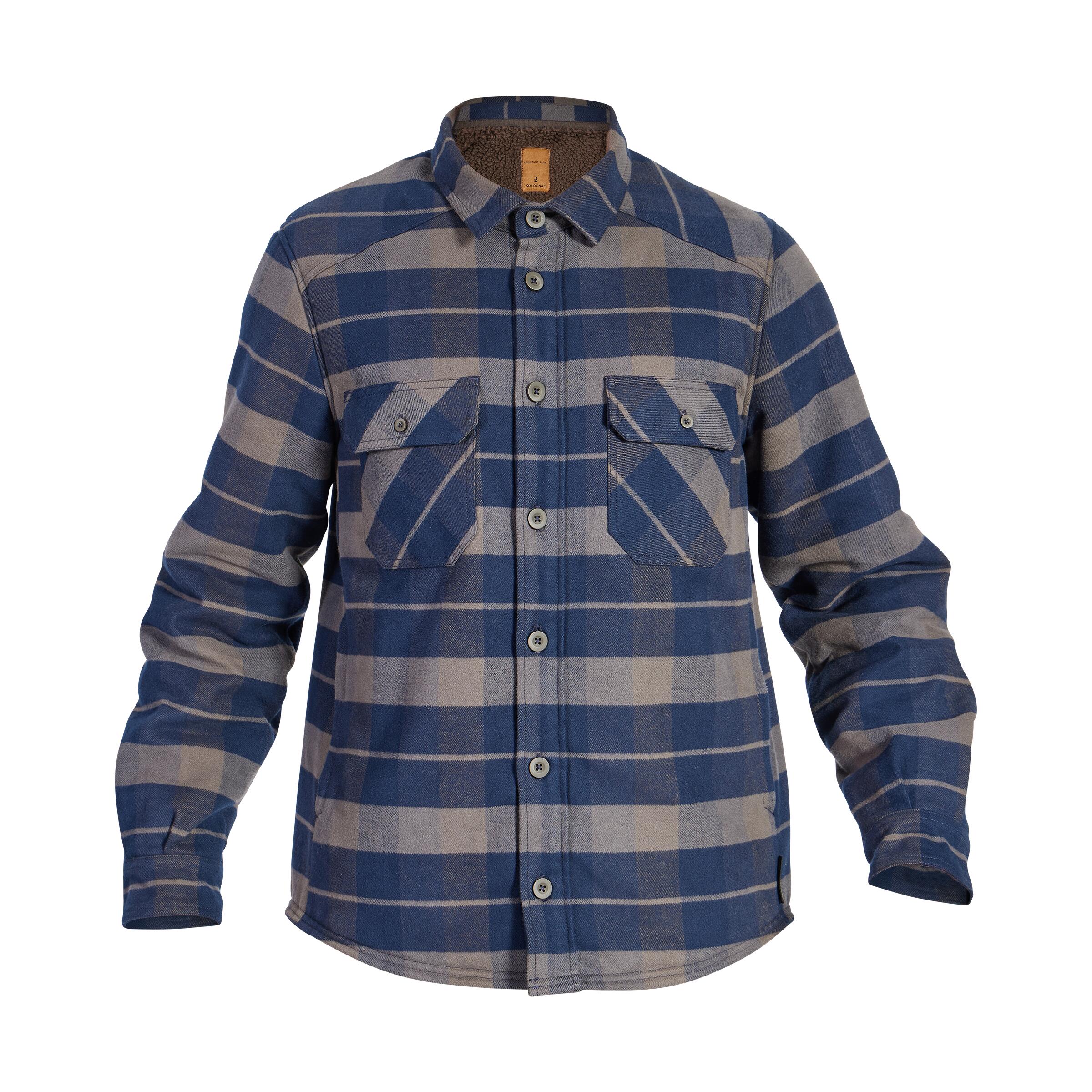 Chaqueta sobrecamisa canadiense 500 franela Solognac Adulto cuadros azul 7/11