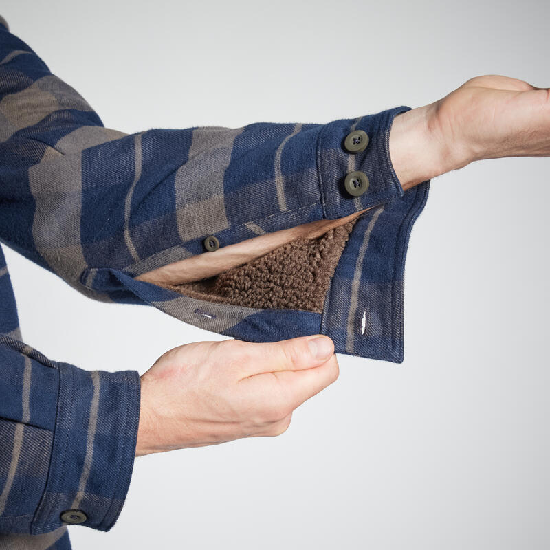 Jachetă 500 tip cămașă groasă din flanel albastru