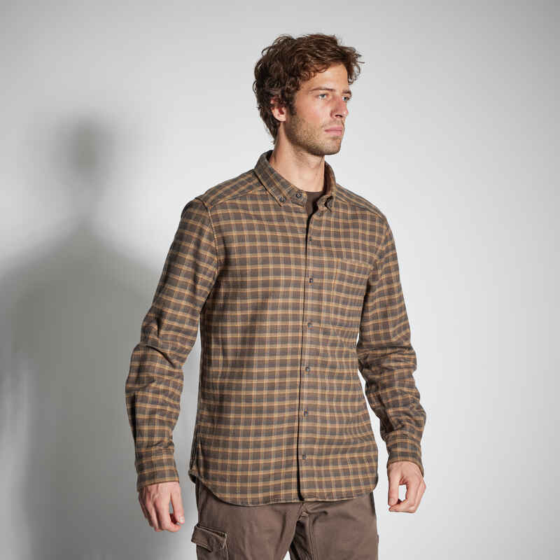 Outdoorhemd 100 Flanell Jackenhemd braun