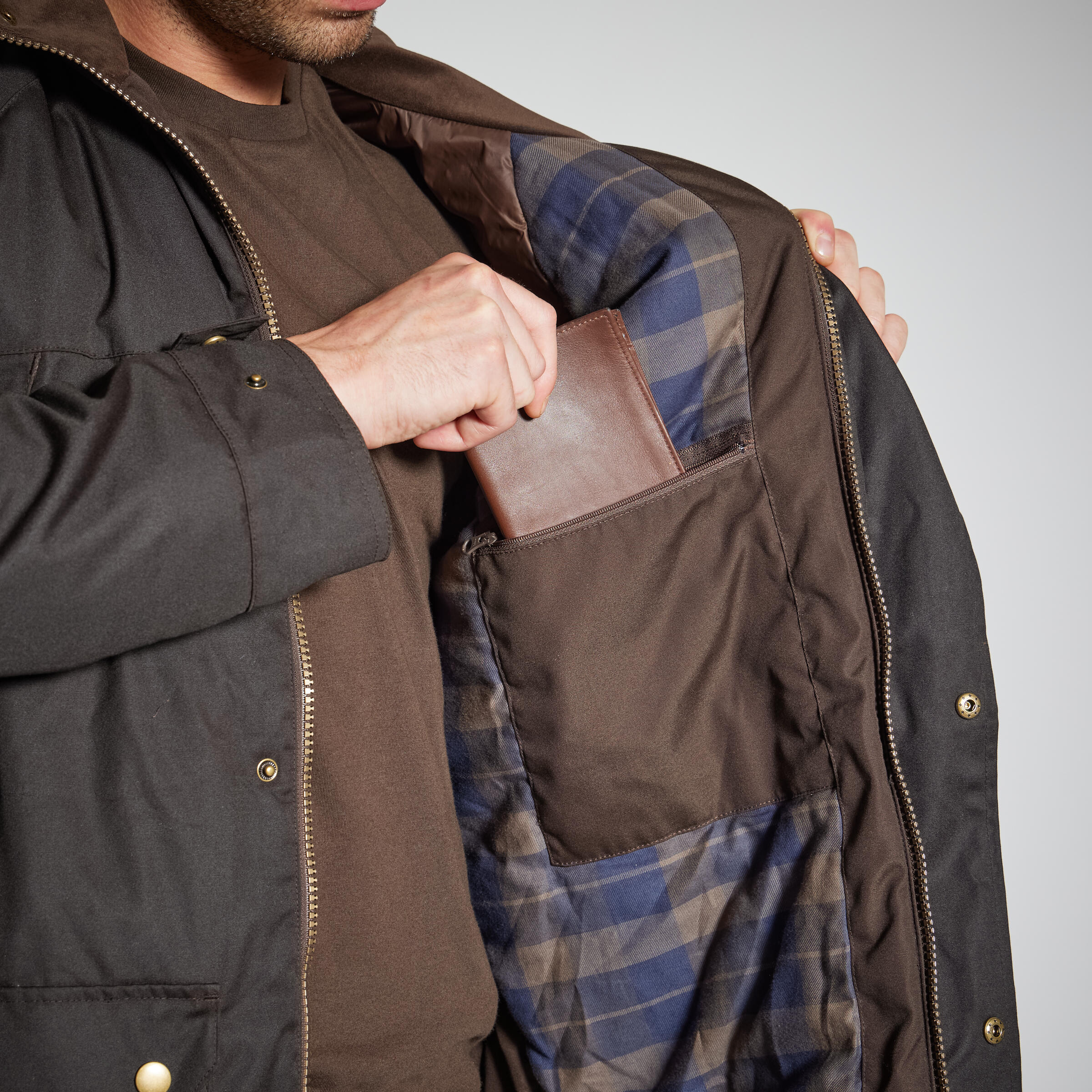 Jacke 500 warm Baumwolle geölt braun  4/17