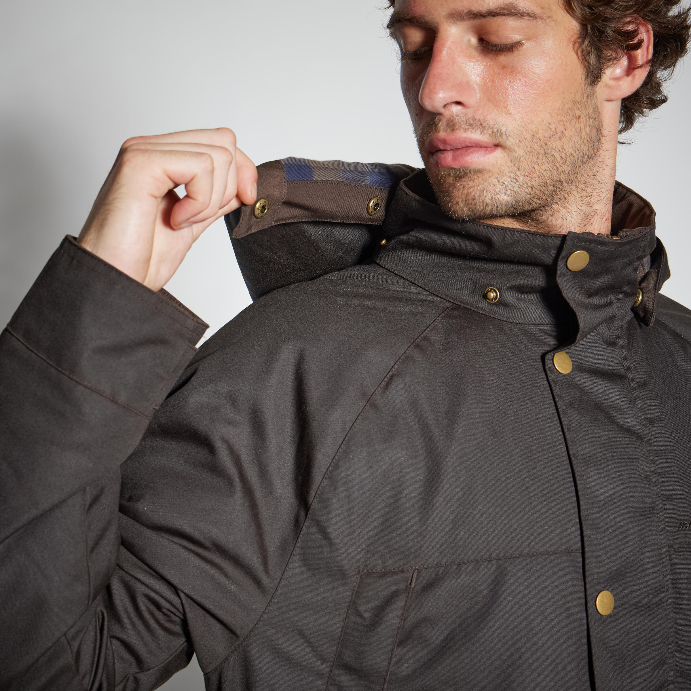 Jacke 500 warm Baumwolle geölt braun  14/17