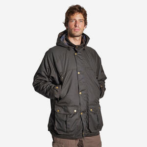 Chaqueta Encerada Campo Solognac 500 Hombre Marrón Térmica Algodón Perlante