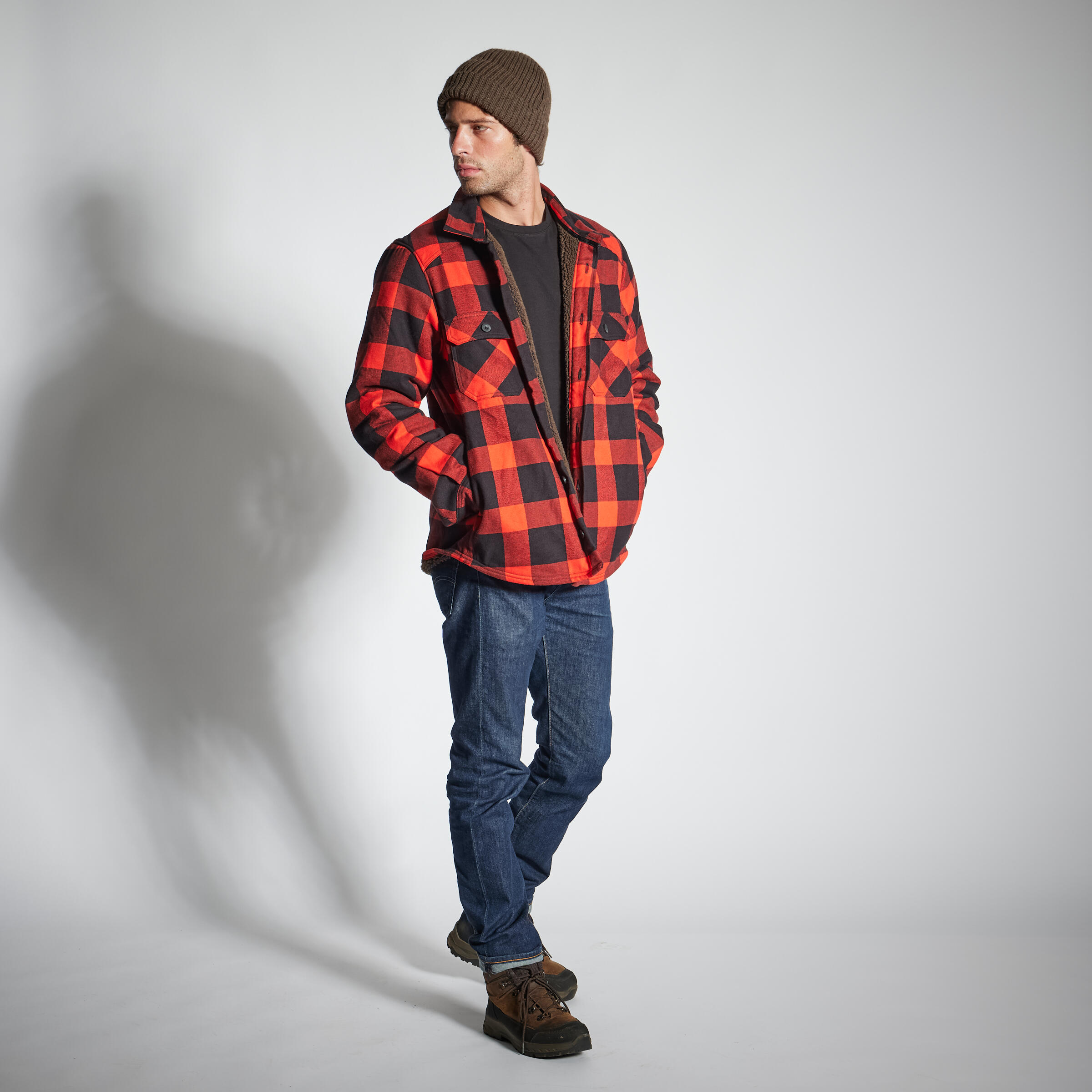 Chemise sherpa chaude type surchemise - 500 rouge - SOLOGNAC