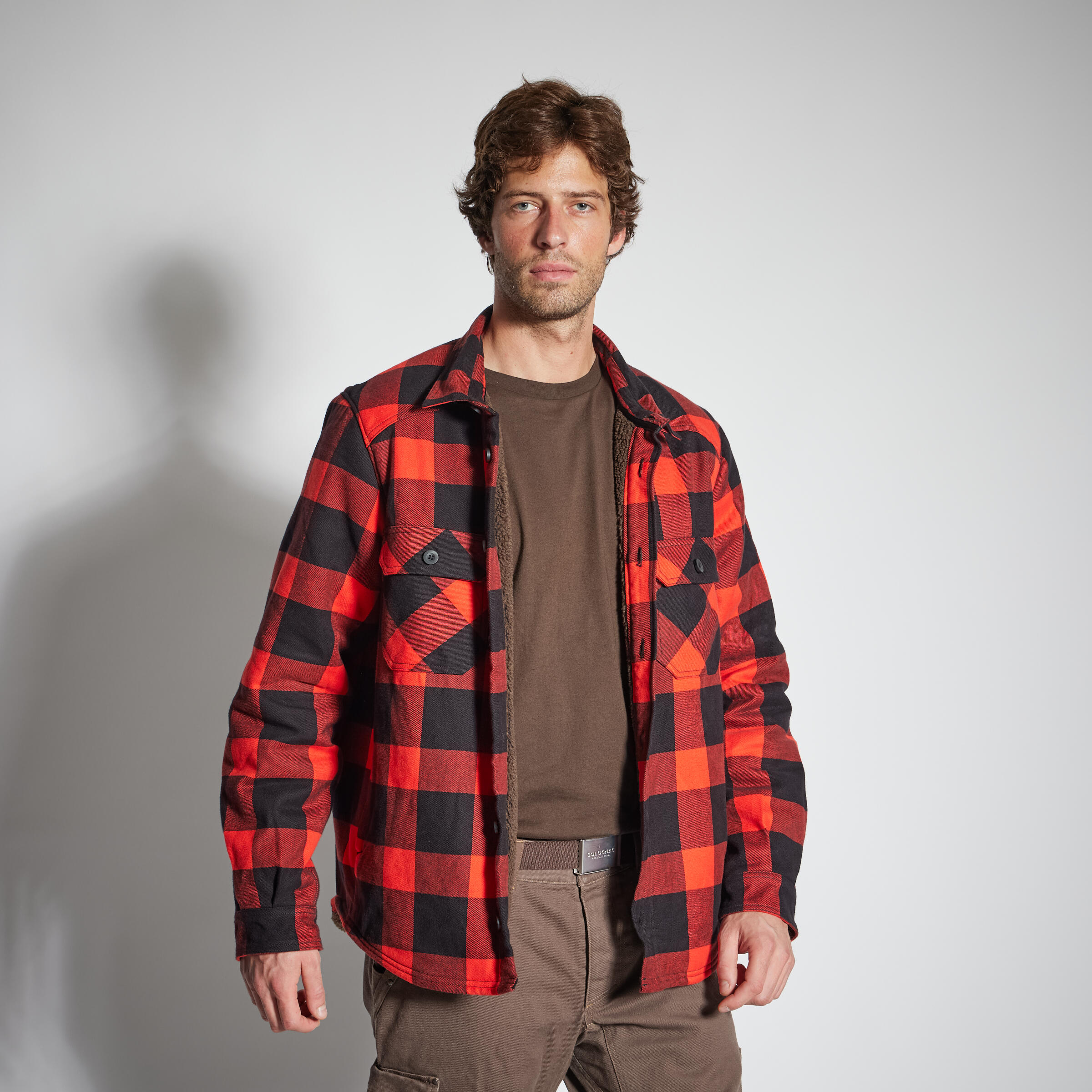 Warm shirt Sherpa Jacket - 500 Red - SOLOGNAC