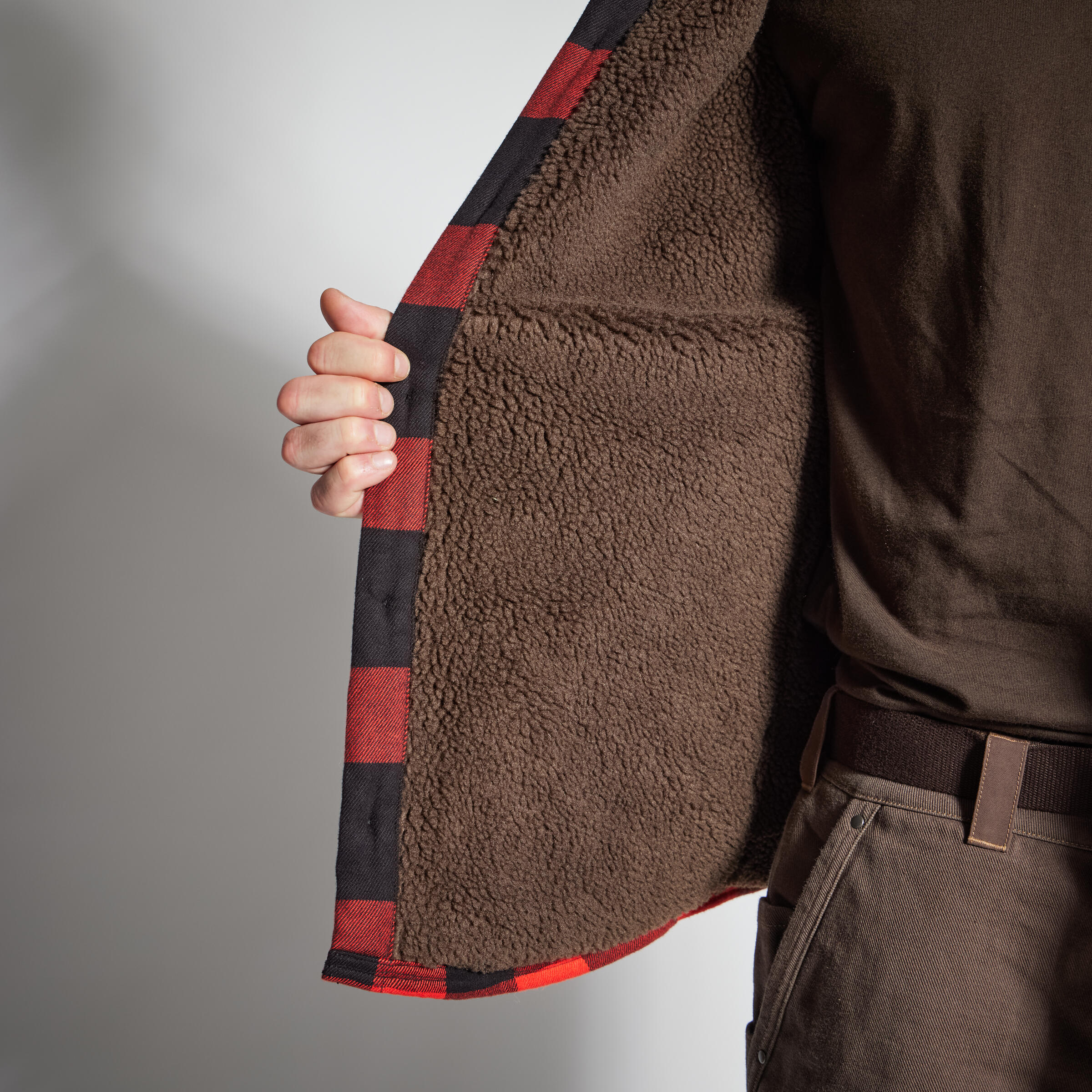 Chemise sherpa chaude type surchemise - 500 rouge - SOLOGNAC