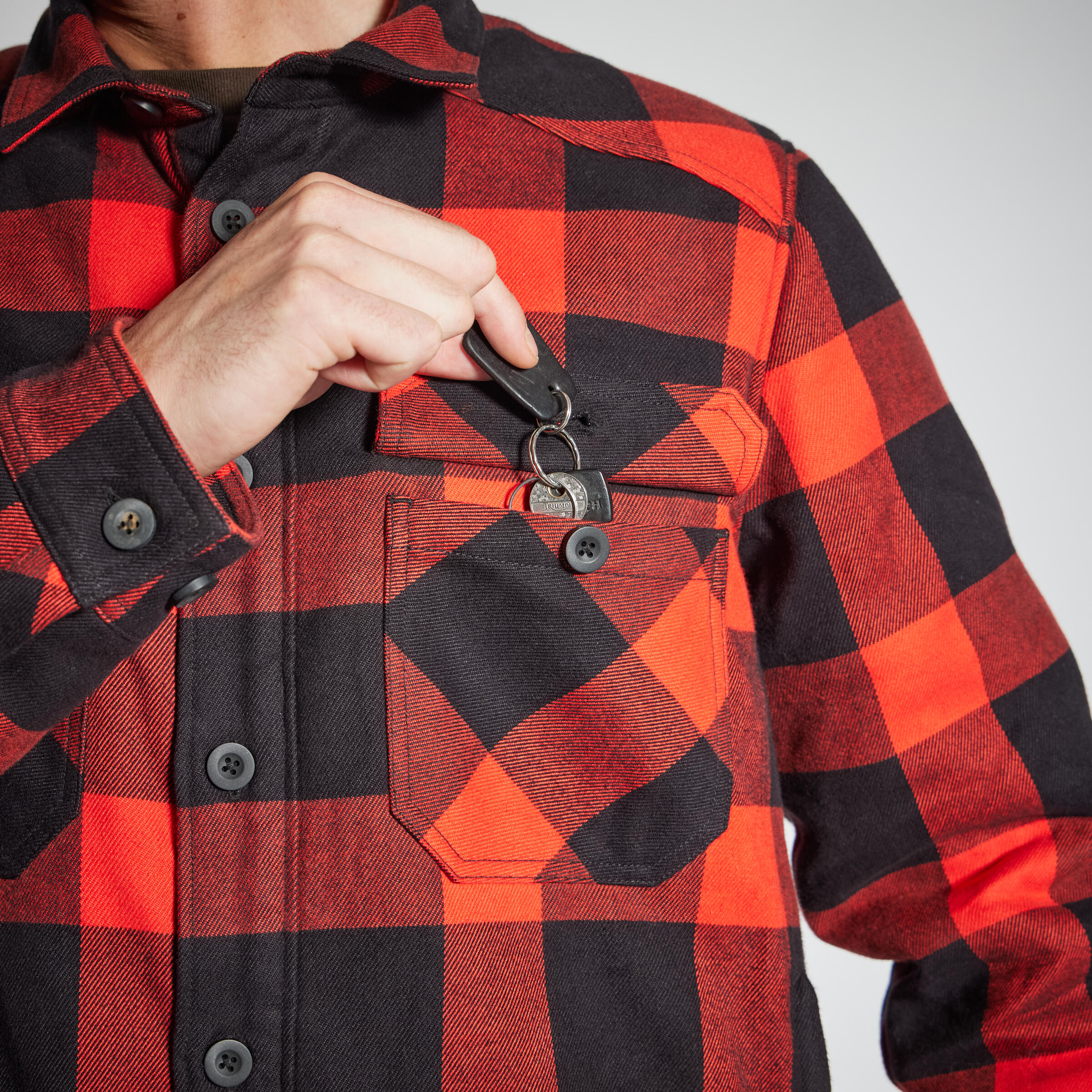 Warm shirt Sherpa Jacket - 500 Red - SOLOGNAC