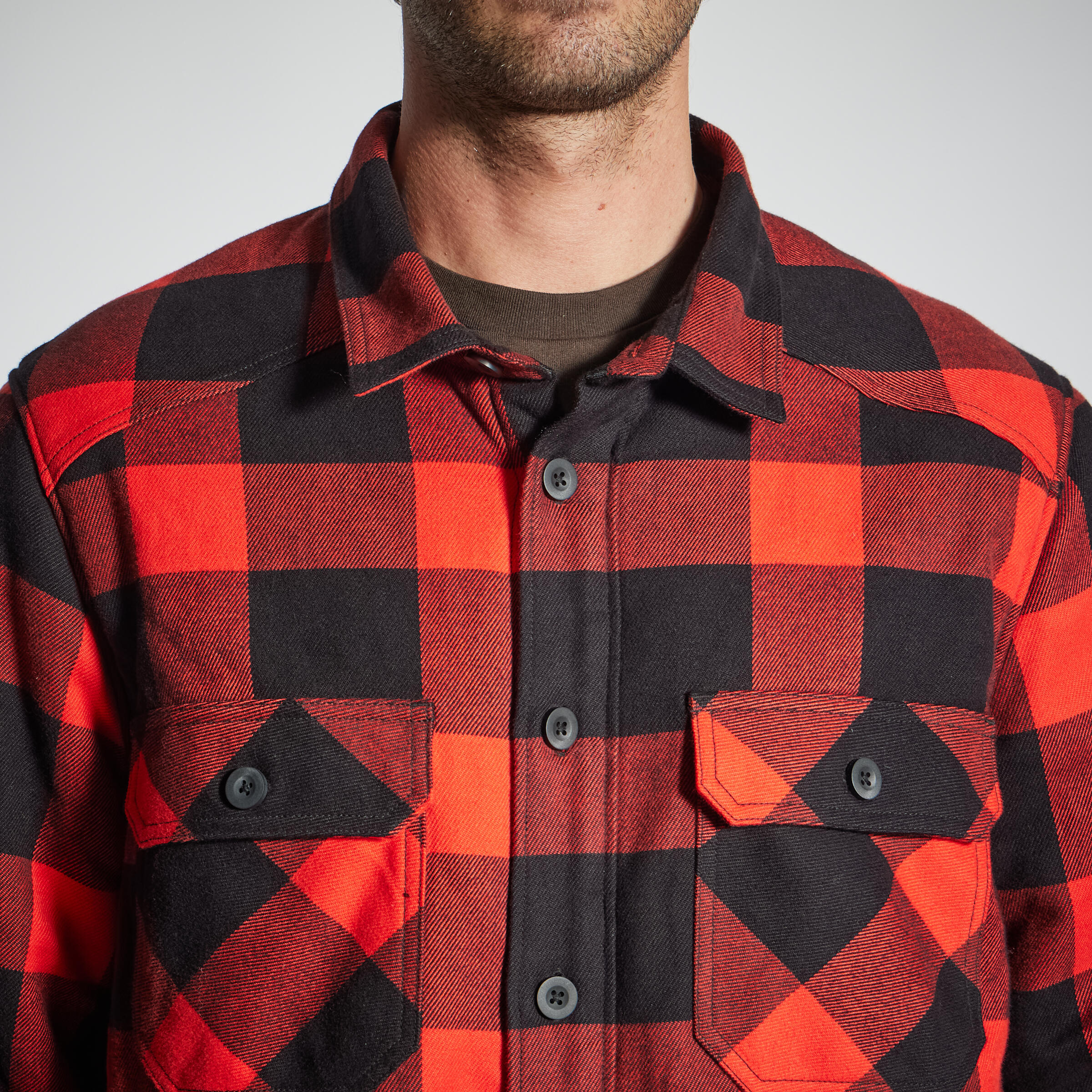 Warm shirt Sherpa Jacket - 500 Red - SOLOGNAC