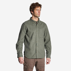 Camisa Sobrecamisa Manga Larga Hombre Solognac 100 Cuadro Verde Algodon Franela