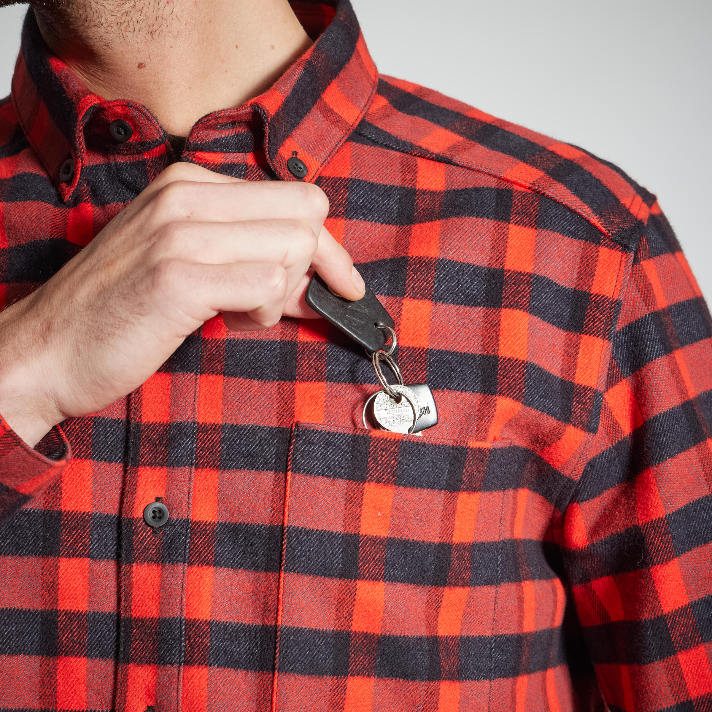 Men's Full Sleeve Warm Shirt 100 - Red Check