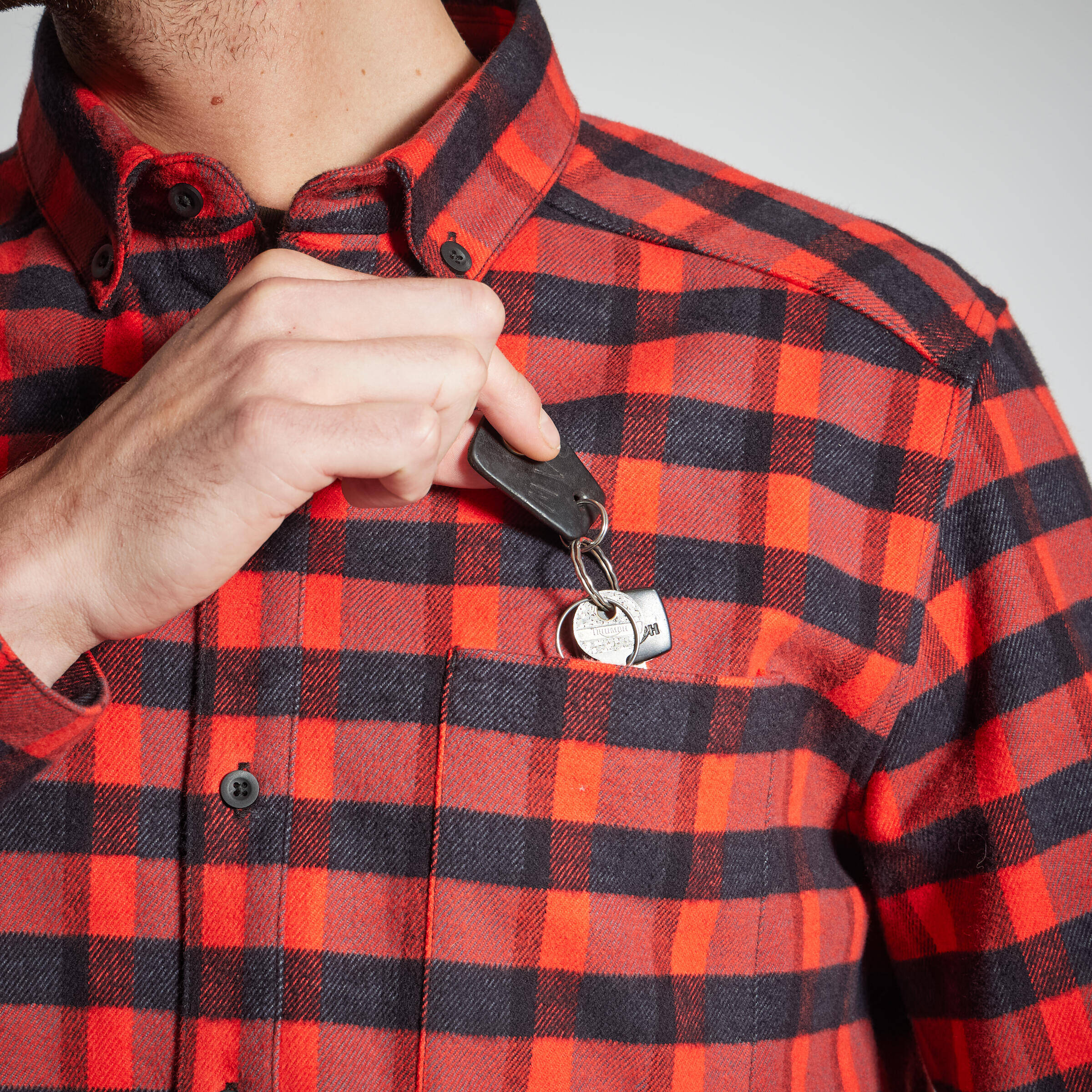 Men's Full Sleeve Warm Shirt 100 - Red Check -  5
