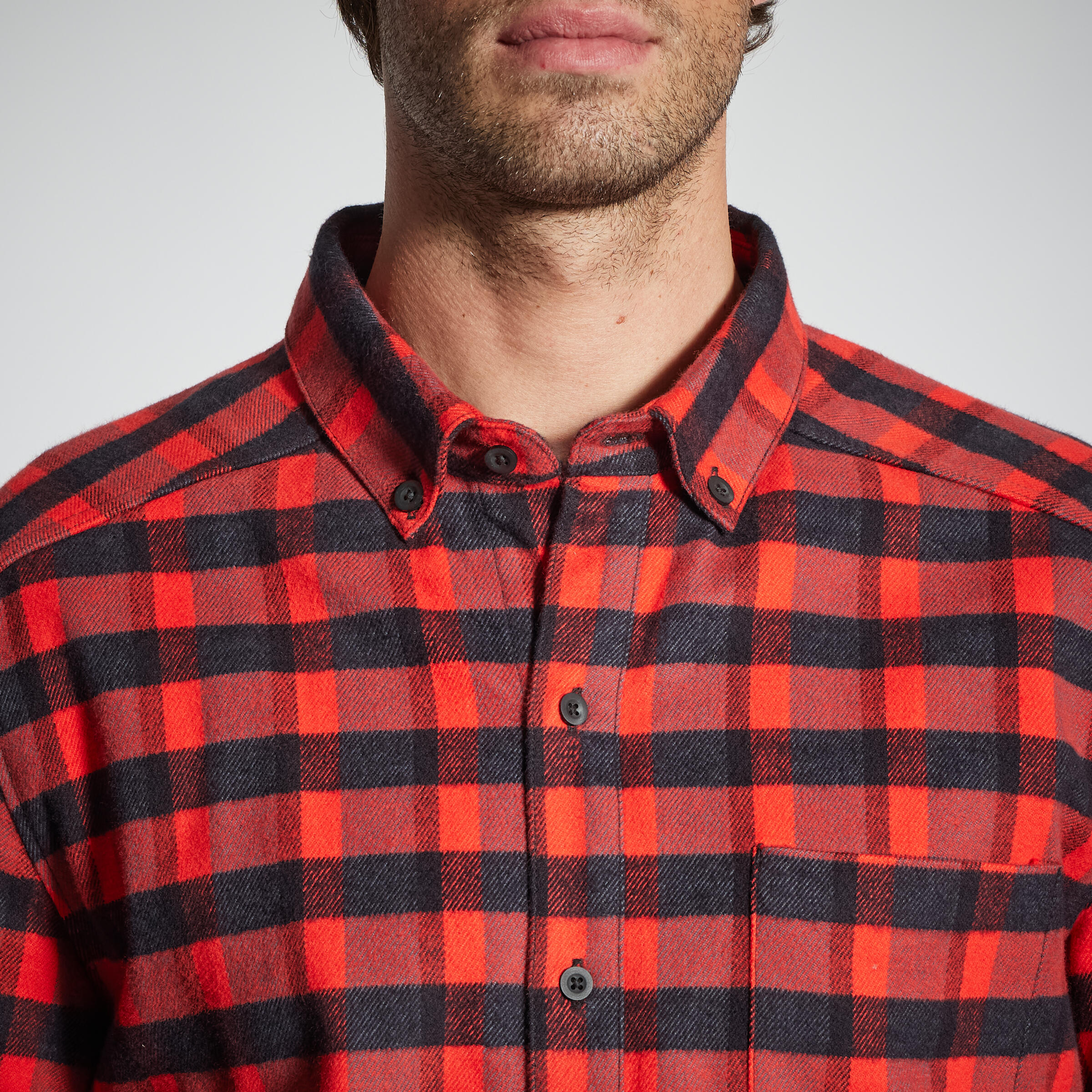 Men's Full Sleeve Warm Shirt 100 - Red Check