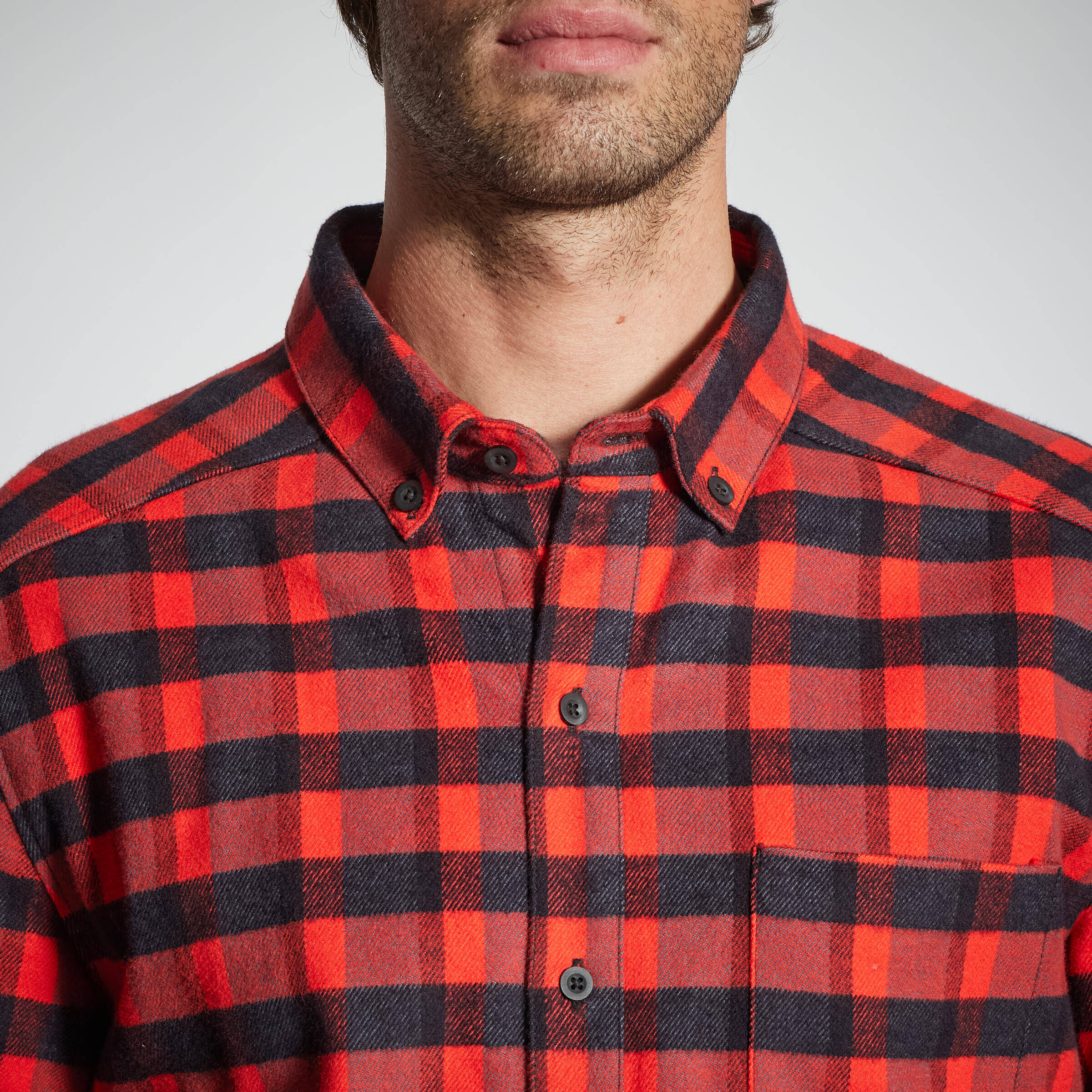 Men's Full Sleeve Warm Shirt 100 - Red Check -  3