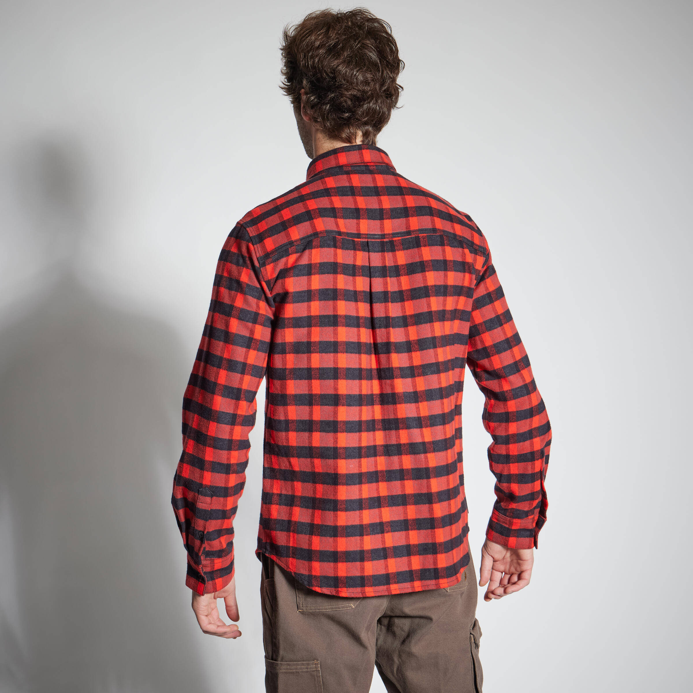 Men's Full Sleeve Warm Shirt 100 - Red Check -  2