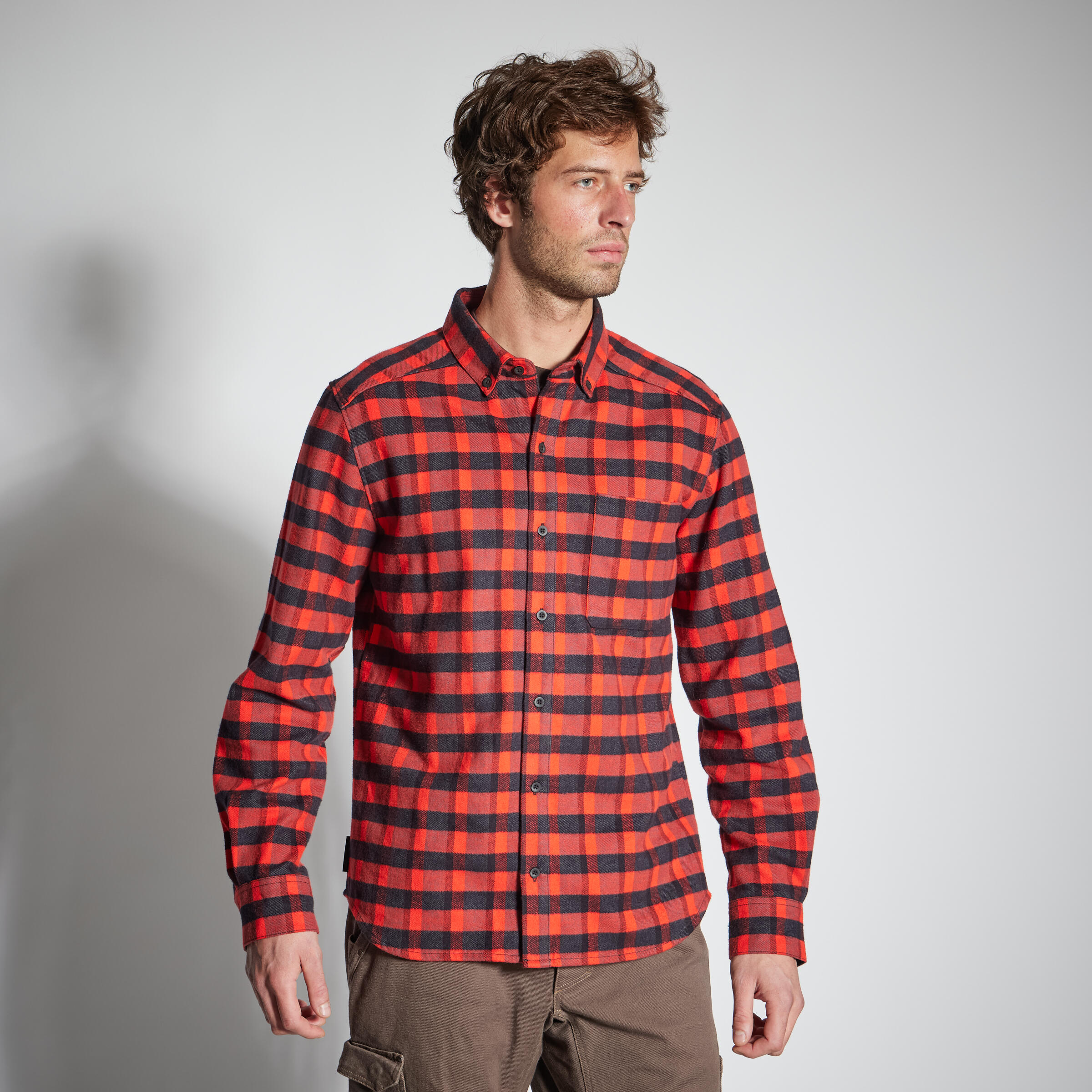 Mauve sprogfærdighed botanist Men's Full Sleeve Fleece Lined Shirt 100 - Red Check