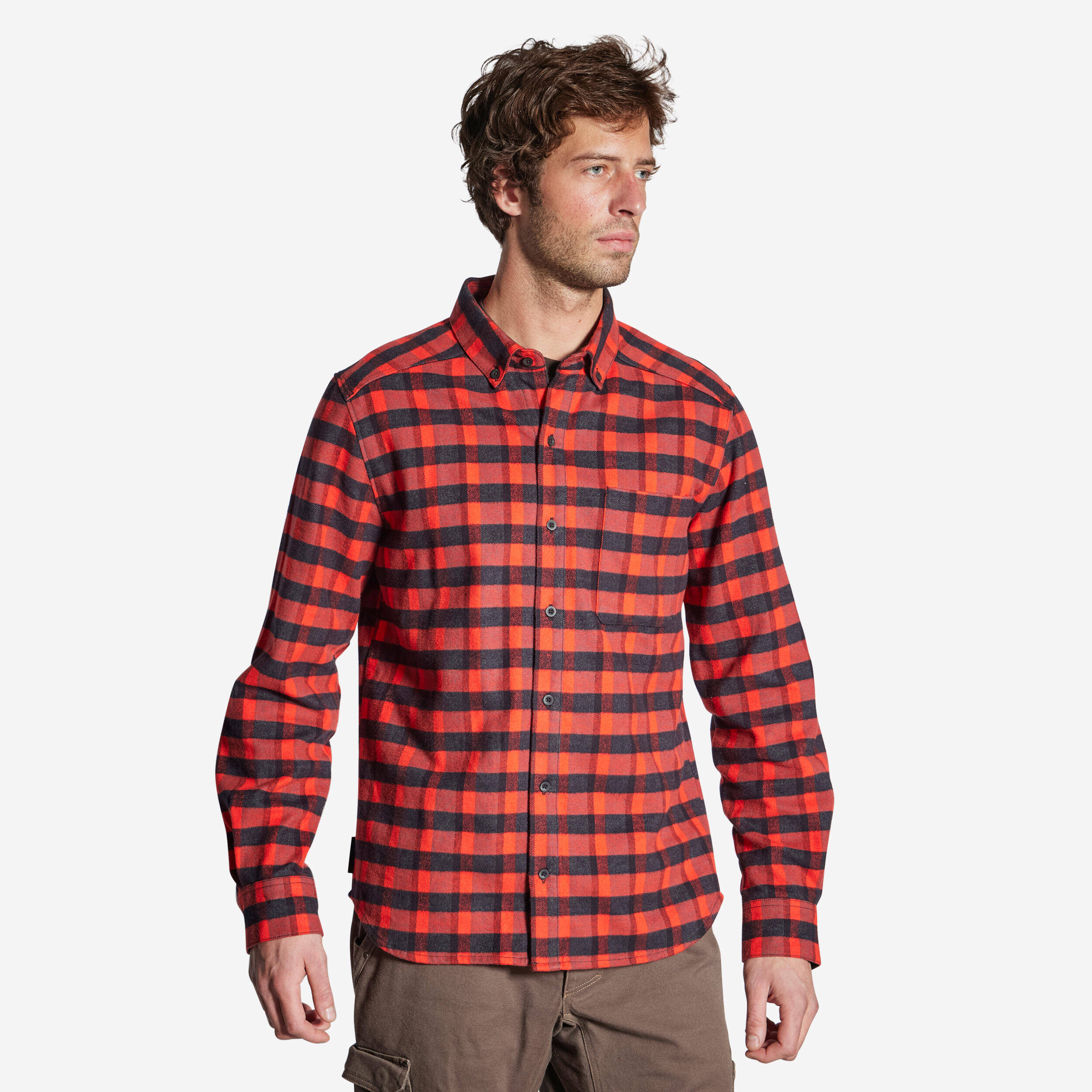 Men's Full Sleeve Warm Shirt 100 - Red Check -  1