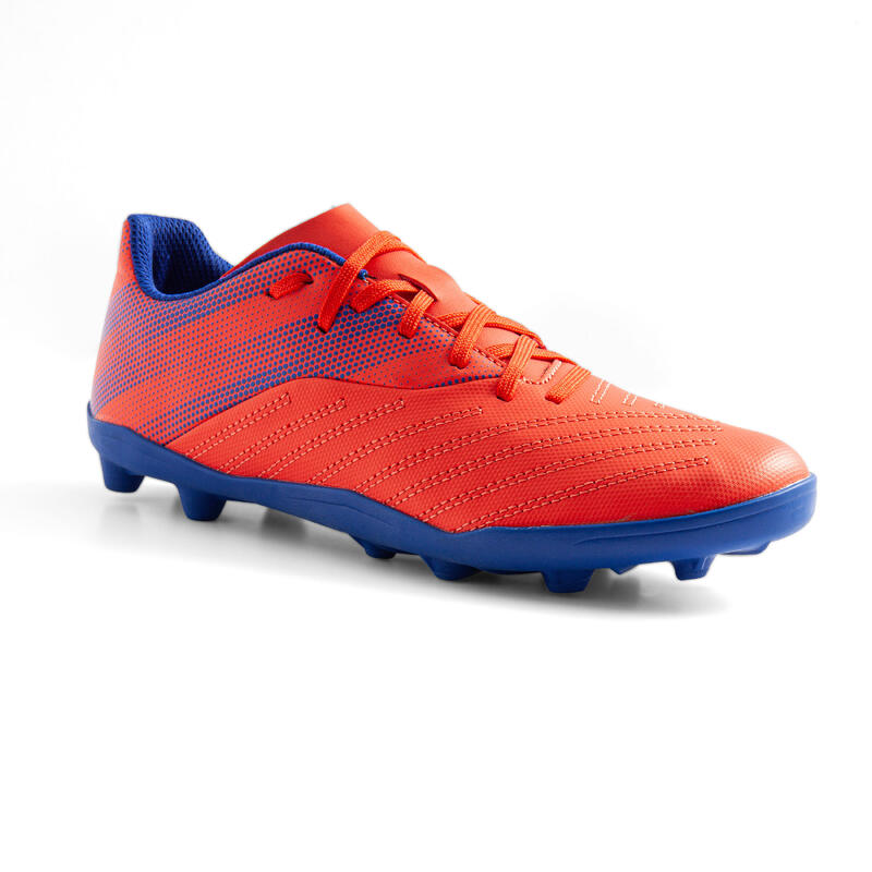 Voetbalschoenen voor kinderen droog terrein Agility 140 FG veters rood/blauw