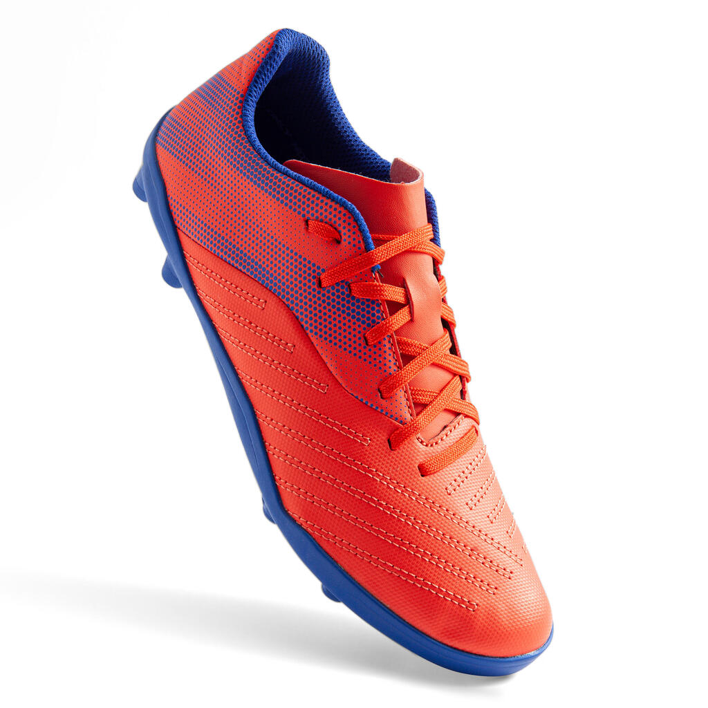 Chaussure de football enfant terrain sec AGILITY 140 FG Lacets Rouge Bleue