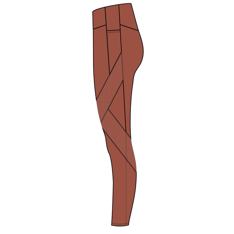 Legging taille haute bimatière Fitness Cardio Femme Terracotta
