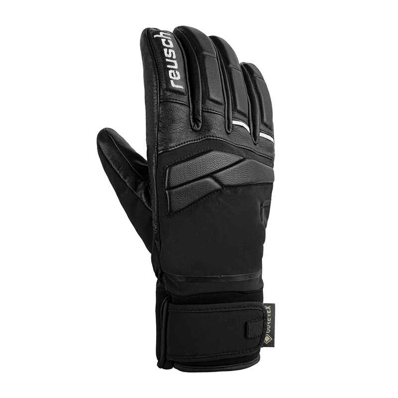 ADULT LEATHER GORE-TEX DOWNHILL SKI GLOVES - REUSCH CARVE GTX BLACK