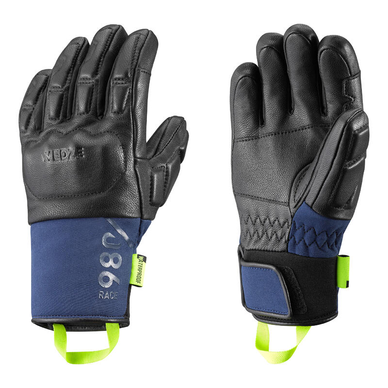 Gants de ski club ou compétition enfant avec renforts doigts 980 - noir et bleu