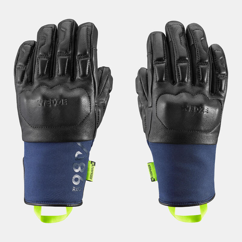 Gants de ski club ou compétition enfant avec renforts doigts 980 - noir et bleu