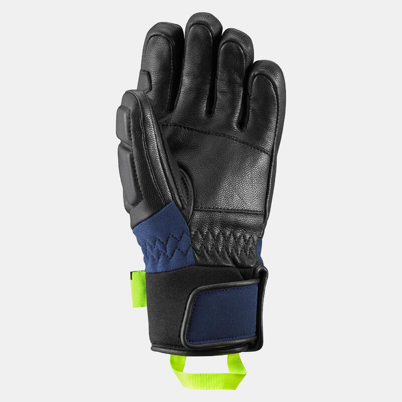 Gants de ski club ou compétition enfant avec renforts doigts 980 - noir et bleu