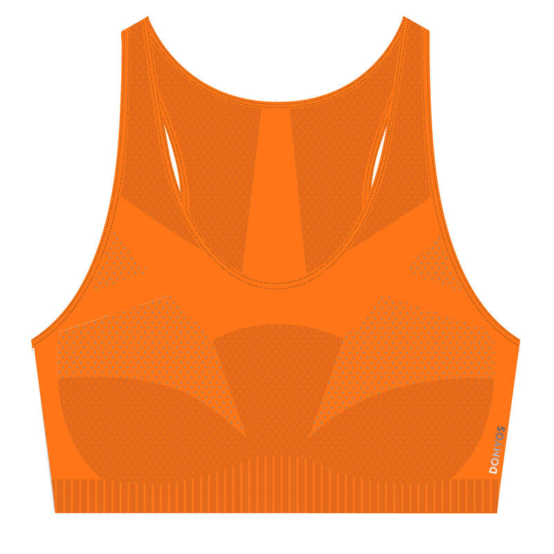 Sportbeha voor fitness 560 gemiddelde ondersteuning naadloos oranje