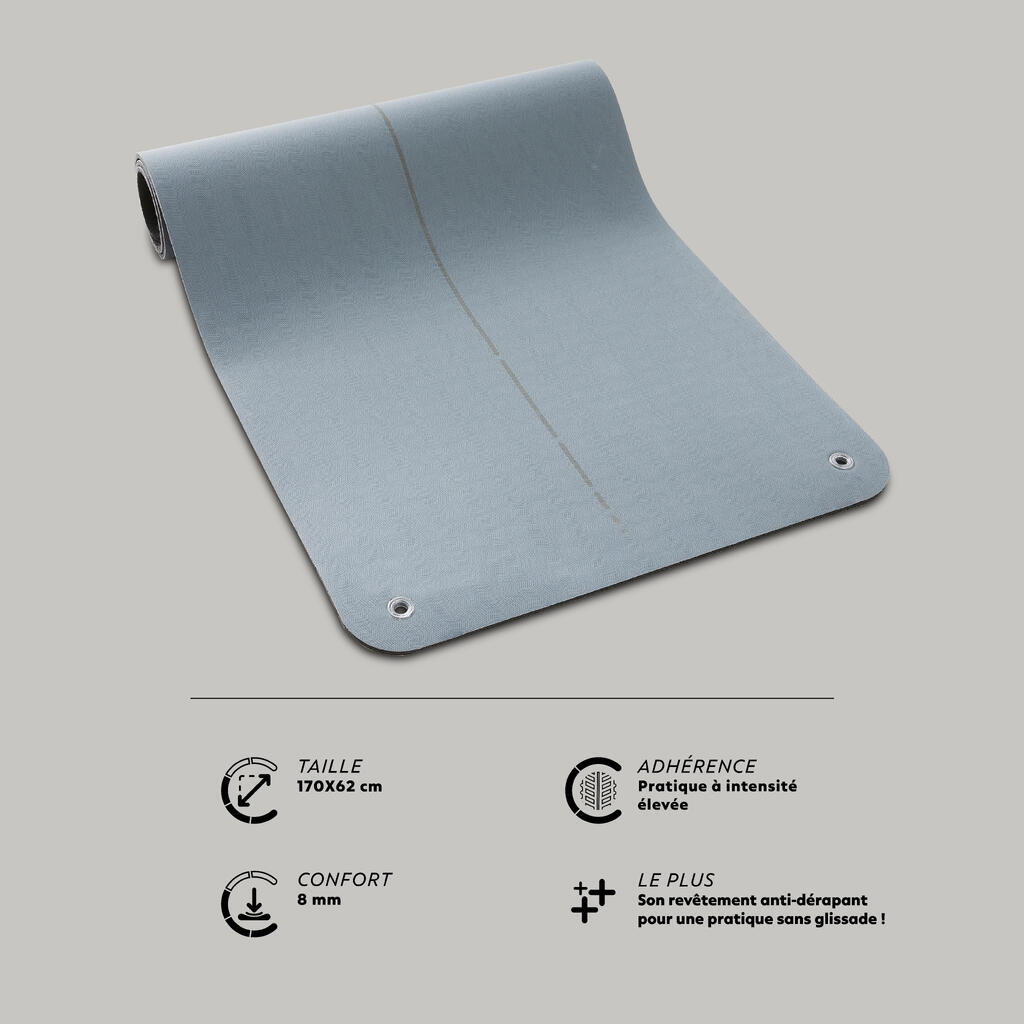 Pilates Floor Mat 170 cm x 62 cm x 8 mm Tonemat - Dolphin Grey